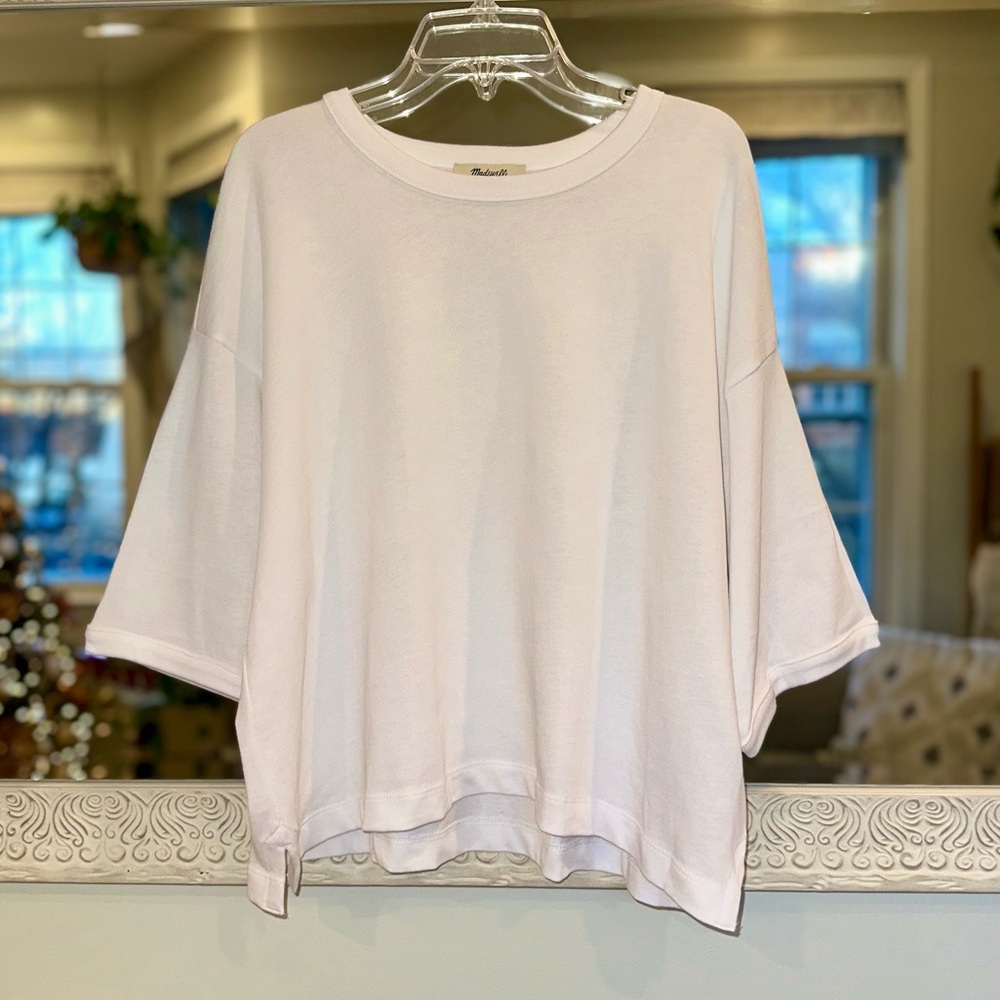 New Madewell 100% Cotton Relaxed Short Sleeves Boxy White Tee - Medium - Picture 6 of 8